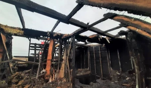 Пожар в поселке Авиатор в Барнауле.