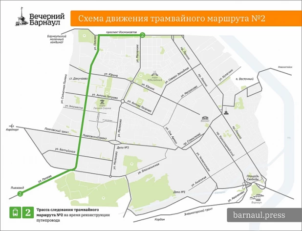 Схемы движения транспорта в Барнауле на время реконструкции моста на Новом рынке.