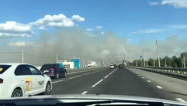 Горит трава у Барнаула.