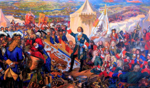 Пётр во время  Полтавской битвы.