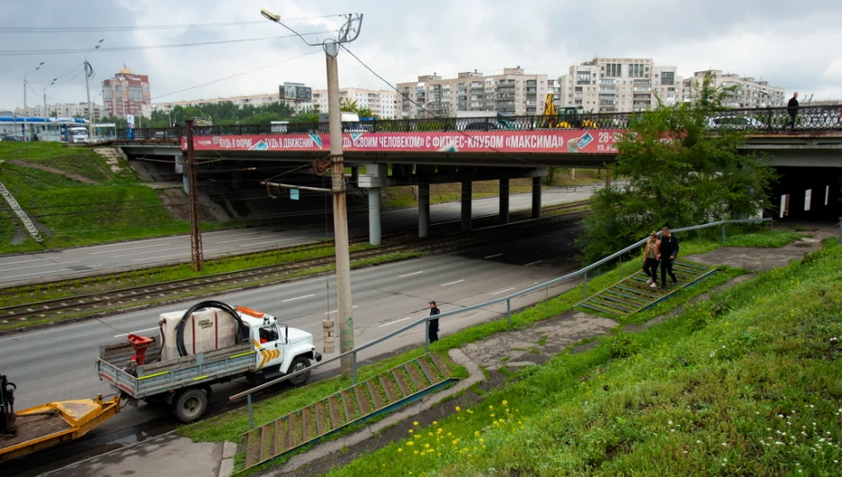 Места подтоплений в Барнауле. Мост на Малахова