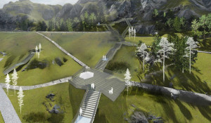 Визуализация проекта развития территории Денисовой пещеры.