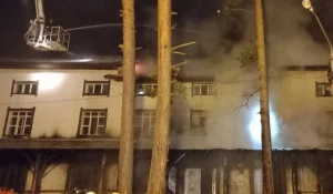 Пожар в парке-отеле "Чайка" в Барнауле 27.08.2022.