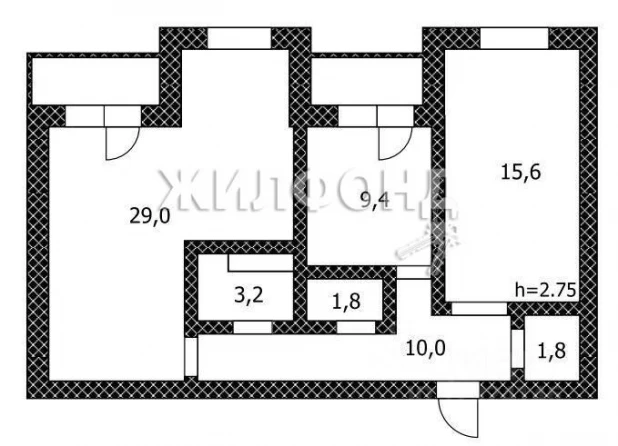 Трехкомнатная квартира, 76 кв.м.