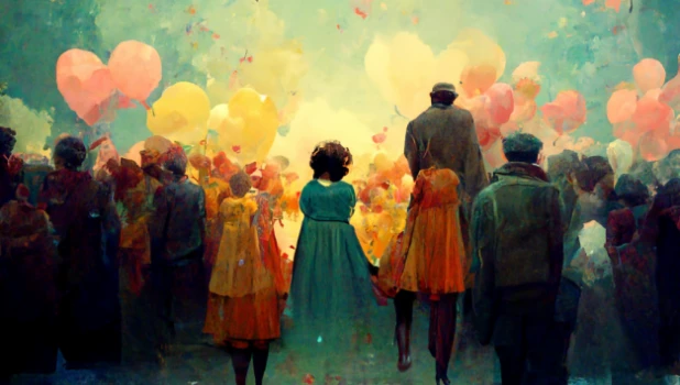 Праздник, счастье. Нейросеть.