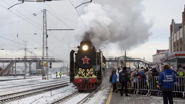 Прибытие поезда Деда Мороза в Барнаул. 2022 год. 