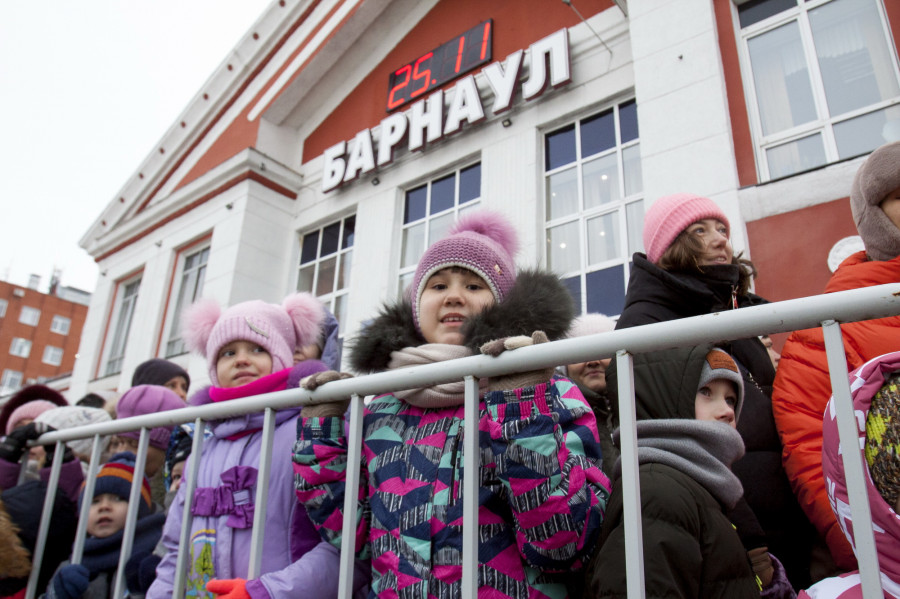 Прибытие поезда Деда Мороза в Барнаул. 2022 год. 