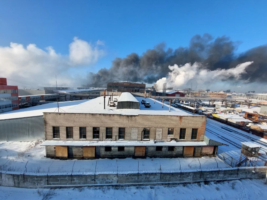 Пожар на Алтайском шинном комбинате 09.12.2022.