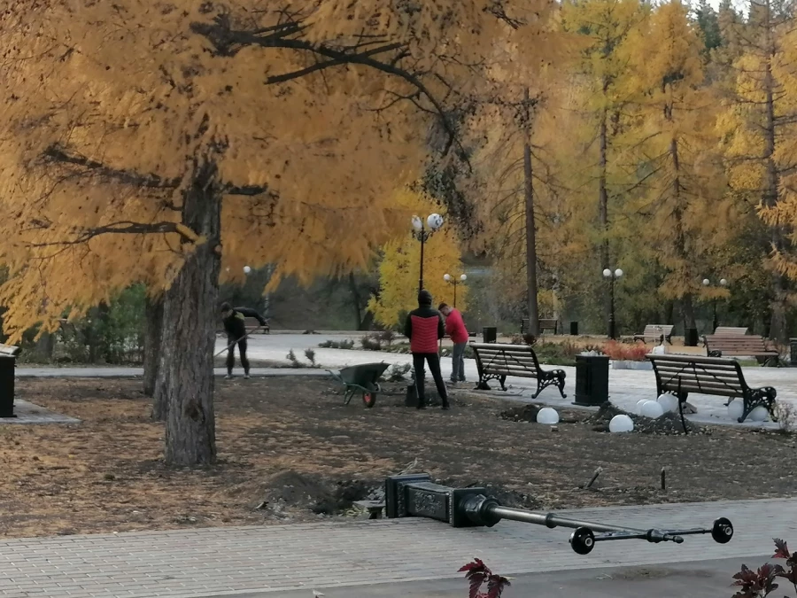 Работа в сквере в Белокурихе.