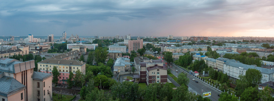 Вид на Барнаул, панорама Барнаула, дома.