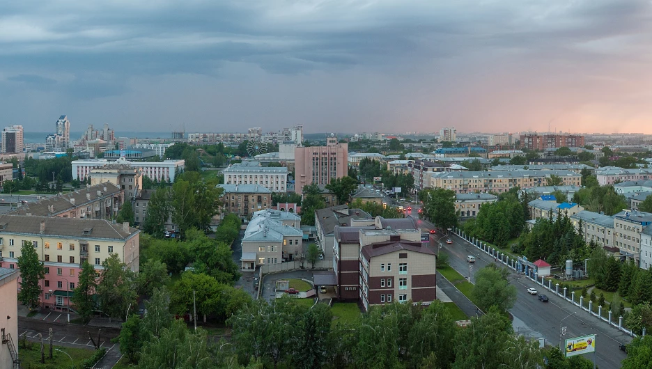 Вид на Барнаул, панорама Барнаула, дома.