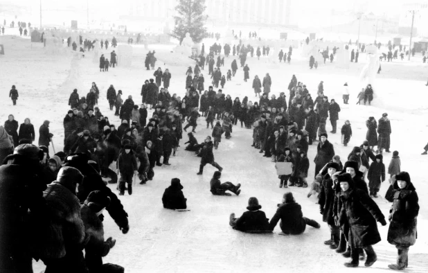 Горка на Обском бульваре, фото 1960 годов.