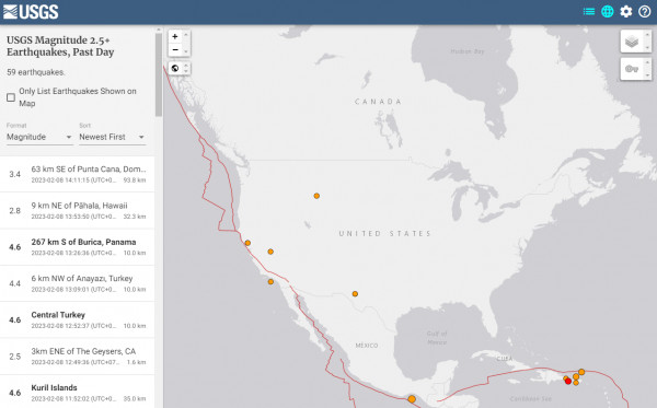 Usgs earthquake map