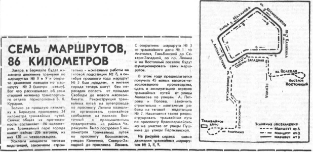 26 января 1972 года изменилось движение трамваев по маршрутам №8, 9.