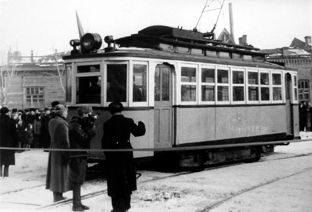 Запуск первых барнаульских трамваев, 1948 год.