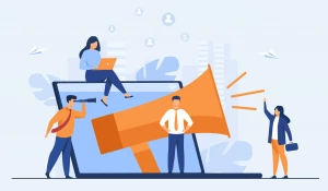 Люди, кромкоговоритель, ноутбук.