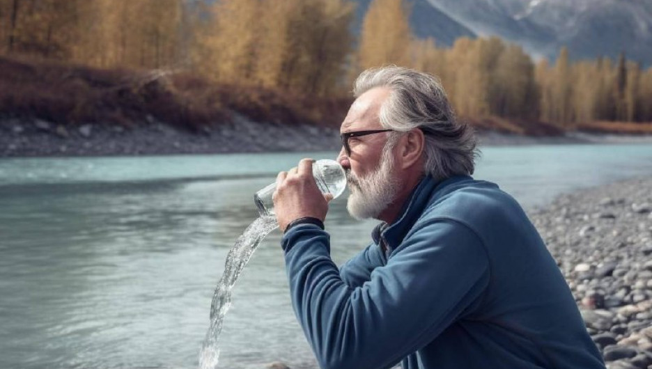 Человек пьет воду по версии нейросети
