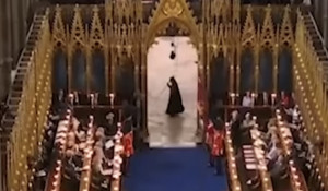 Загадочного гостя заметили на коронации Карла III в Лондоне. Скриншот из видео.