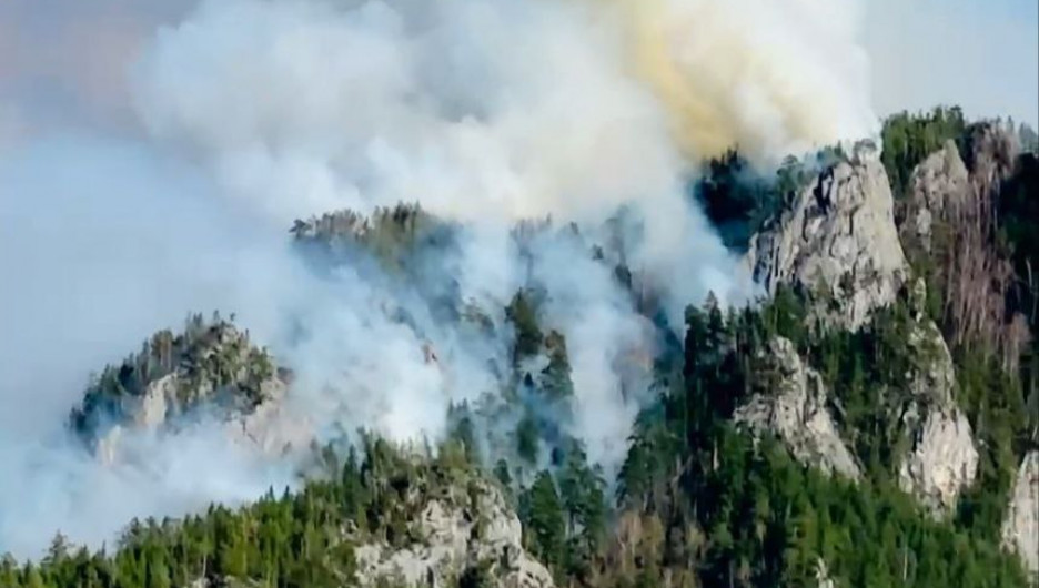 Лесной пожар в горах Алтая