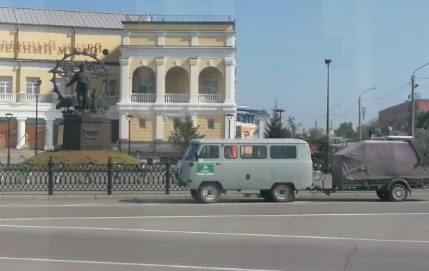 Высадка деревьев на площади Октября