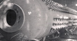 Производство барабанов котла на Барнаульском котельном заводе, фото 1955 года.