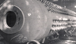 Производство барабанов котла на Барнаульском котельном заводе, фото 1955 года.