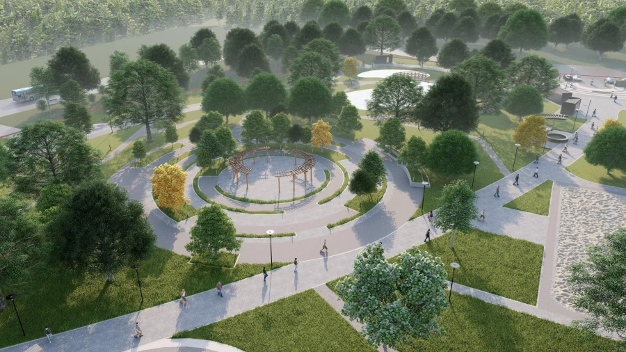 Визуализация нового парка на правом берегу Барнаула. 
