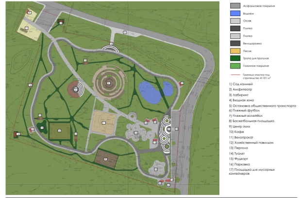 План нового парка на правом берегу Барнаула. 