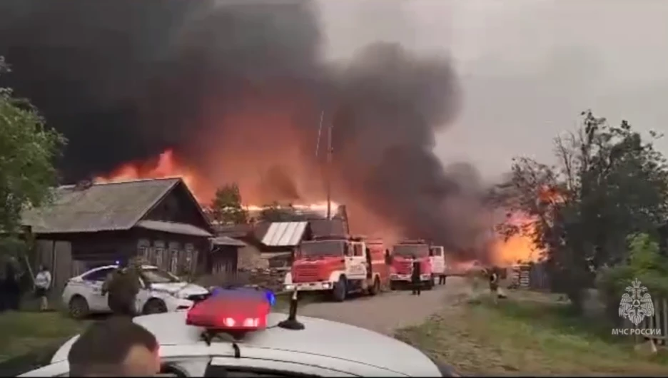 Пожар в селе Шайдуриха в Свердловской области