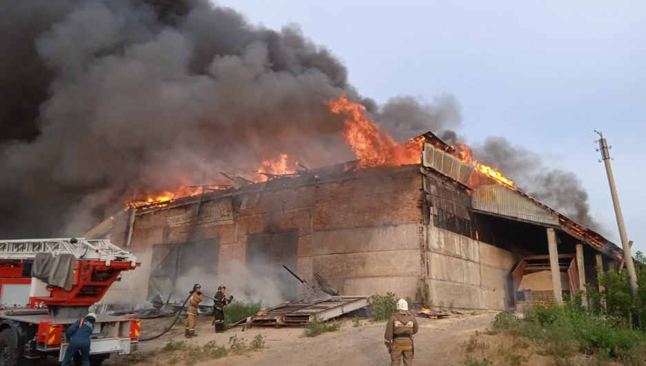 Пожар в здании предприятия в Рубцовске