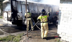 В Бийском районе сгорел пассажирский автобус