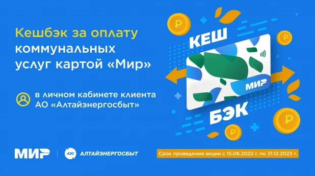 Клиенты "Алтайэнергосбыта" получают кешбэк при оплате счетов картой "Мир".