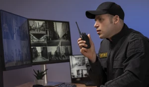 Мониторы, охранник.