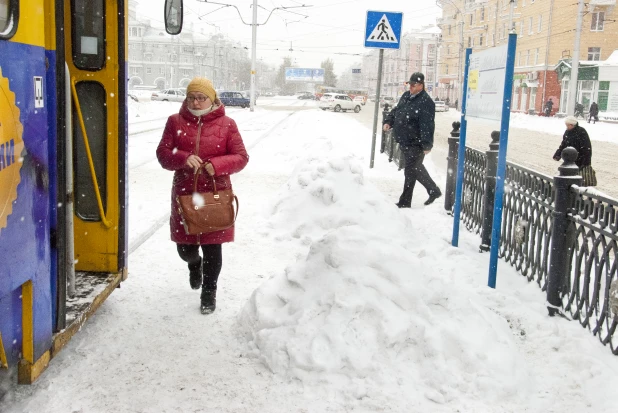 Последствия снегопада в октябре в Барнауле. 2016 год.