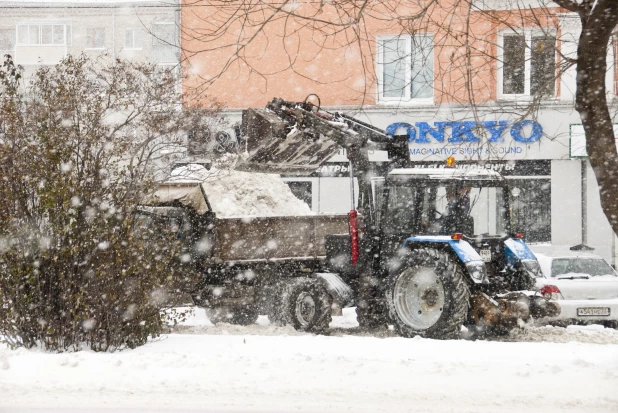 Последствия снегопада в октябре в Барнауле. 2016 год.