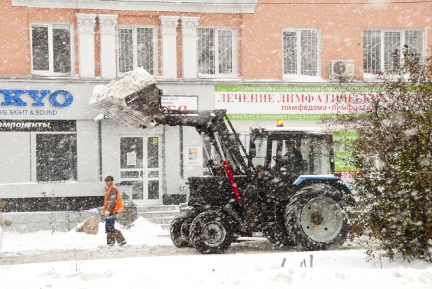 Последствия снегопада в октябре в Барнауле. 2016 год.