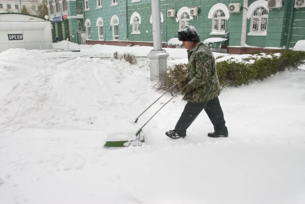 Последствия снегопада в октябре в Барнауле. 2016 год.