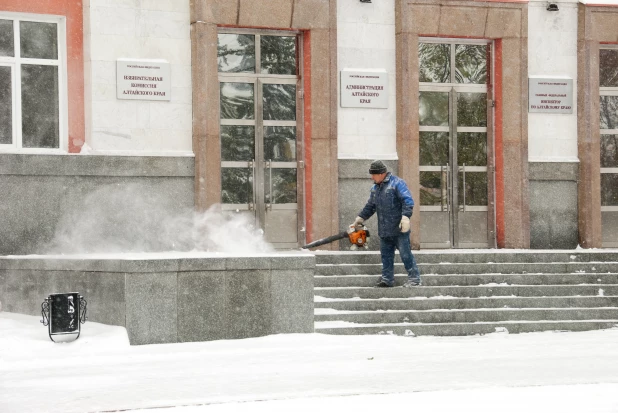 Последствия снегопада в октябре в Барнауле. 2016 год.