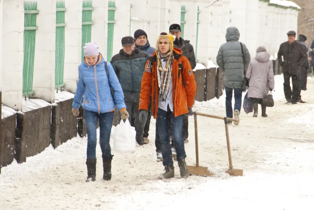 Последствия снегопада в октябре в Барнауле. 2016 год.