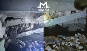 В Сибири в многоэтажном доме обвалилась крыша.