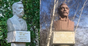 Бюст Степана Гуляева (слева) и Петра Семенова-Тяньшанского в сквере у АлтГУ (Димитрова, 66).