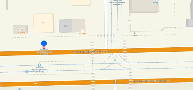 Где сейчас находится автобусная остановка "ул. Анатолия" на Красноармейском проспекте.