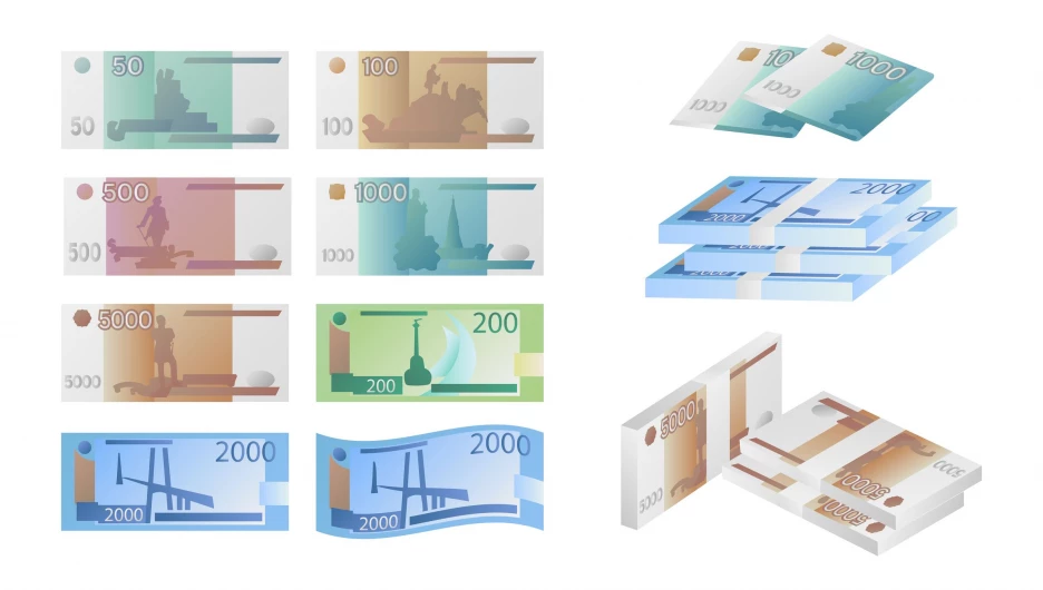 Изображение российских банкнот.