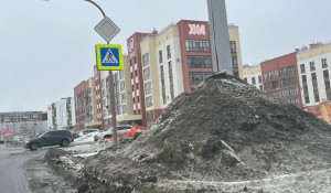 Барнаульцы обратили внимание на огромную кучу снега. 