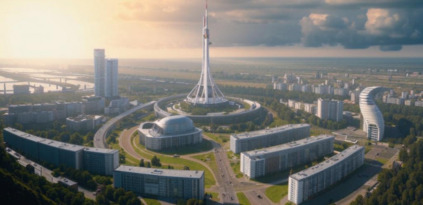 Нейросеть показала будущее Барнаула в 2050 году.