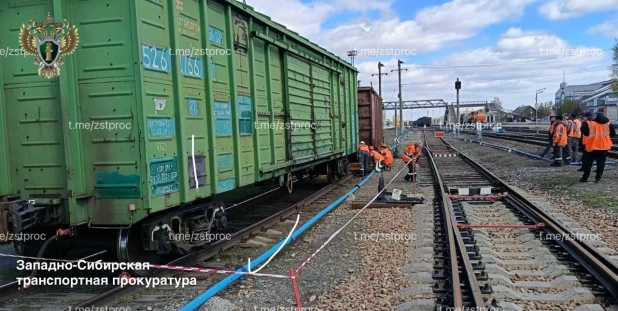 В Алтайском крае грузовой вагон сошел с рельсов.