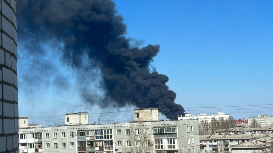 Пожар на нефтебазе в Омске.