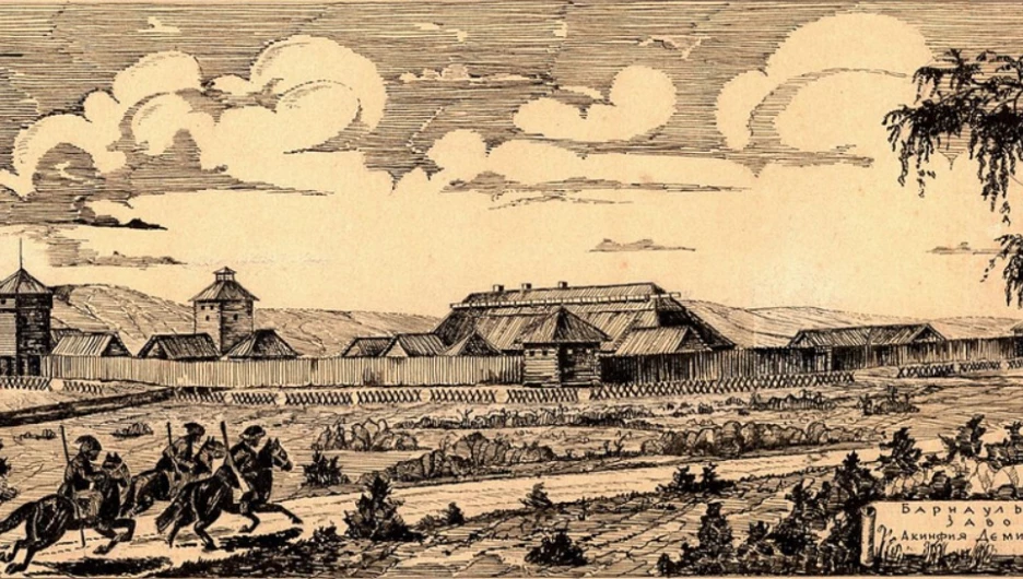 Барнаульский завод Акинфия Демидова 1747 год. Реконструкция М.А. Юдина.