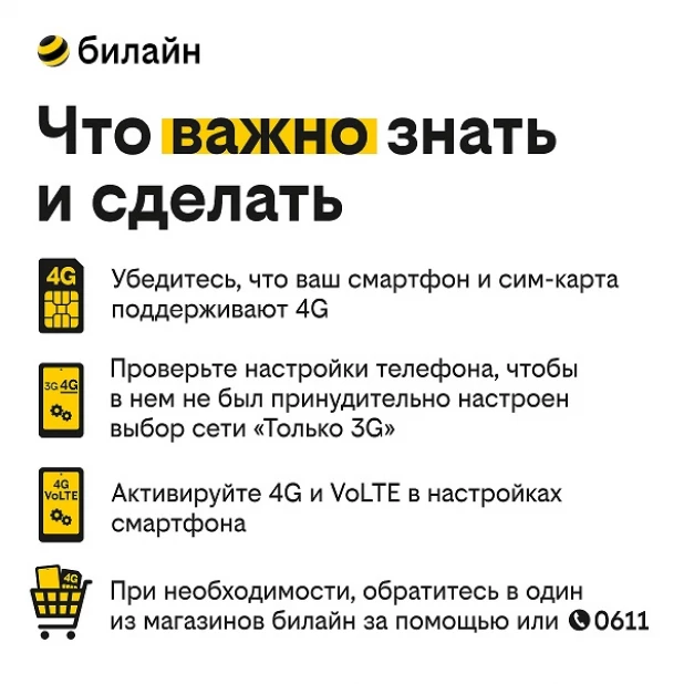 Билайн усилит сеть 4G за счет отказа от 3G.