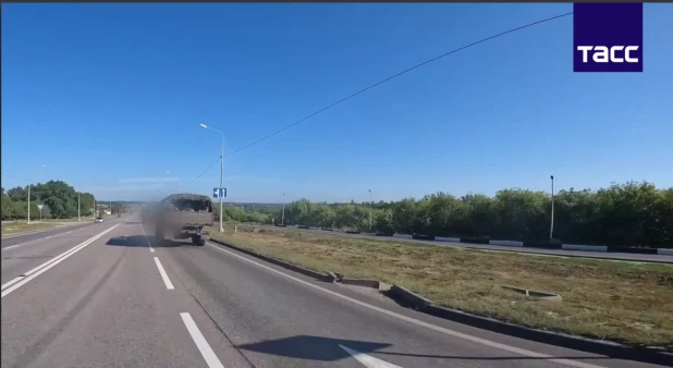 Военные колонны в Суджанском районе. 